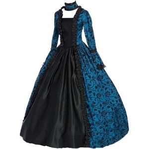 Renaissance Gothic Dress Ball Gown Vampire Halloween Costume XL Blue & Black
